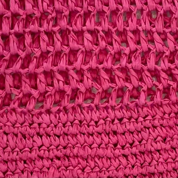 Old Navy Pink Straw/Paper Beach/Pool/Summer Crochet, Open Weave Tote Bag - Picture 2 of 9